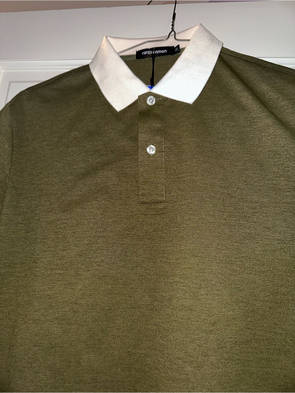 Rarecommon Olive Polo with White Contrast Collar